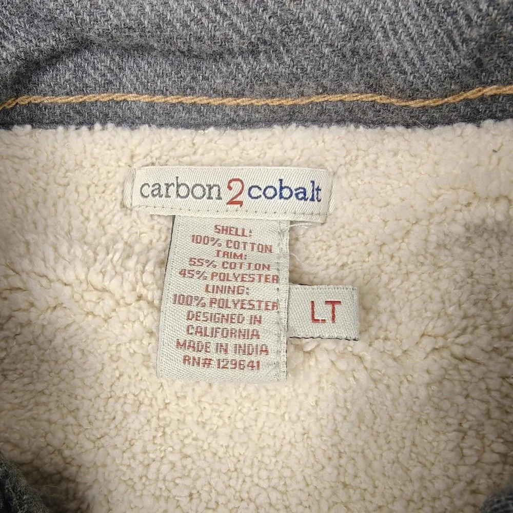 Carbon2cobalt‎ Jacket Mens LT Blue Plaid Sherpa Lined Flannel Shacket Button